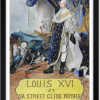Tableau représentant Louis XVI en costume de sacre et posant aux cotés d'une moto Harley Street Glide, encadré d'un cadre noir avec passe-partout.