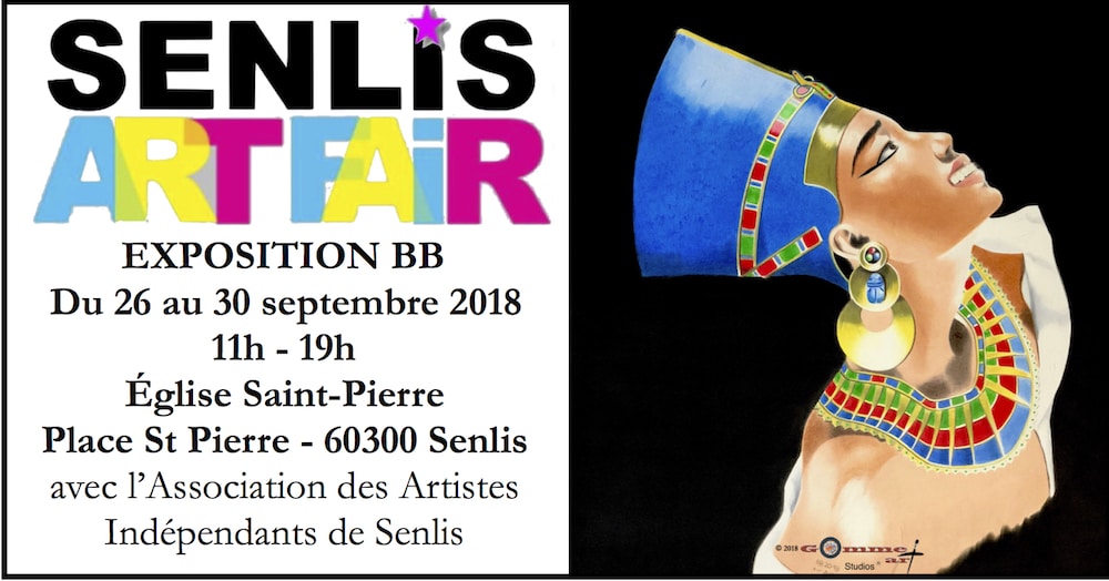 Senlis Art Fair 2018 : affiche du salon d'art. L'artiste BB y exposera.