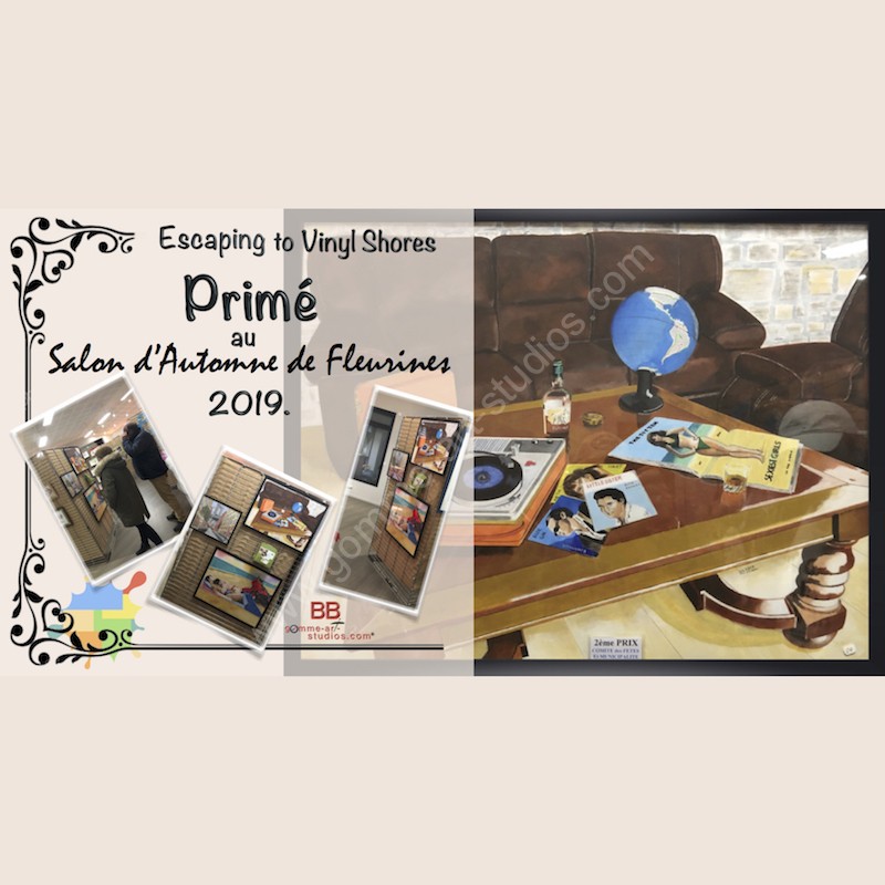 Tableau acrylique Escaping to Vinyl Shores primé lors du Salon d'Automne de Fleurines 2019.