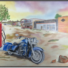 Meditation. Tableau représentant une Harley-Davidson bleue et encadré avec une ArtBox.