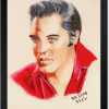 Elvis Presley - portrait couleur dans un cadre en bois fin noir.