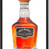 Jack Daniels reproduction - Bouteille dessinée aux crayons de couleur - Caisse américaine bois veiné noir.
