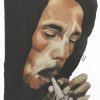 Bob Marley - Portrait aux crayons de couleur.