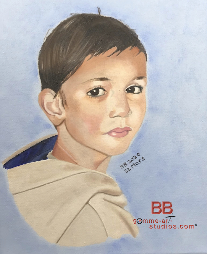 Portrait d'enfant à l'huile - 30 x 24 cm.