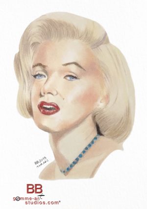 Marilyn Monroe - Portrait aux crayons de couleur.