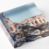 Softail Slim Colosseo - Peinture à l'huile d'un Softail Slim devant le Colisée de Rome par BB - Bloc acrylique.