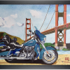 CVO SFO - CVO devant le Golden Gate Bridge - Stylos à bille couleur par l'artiste BB - Format 31 x 41 cm - Cadre noir.