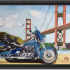 CVO SFO - CVO devant le Golden Gate Bridge - Stylos à bille couleur par l'artiste BB - Format 31 x 41 cm - Caisse américaine noire.