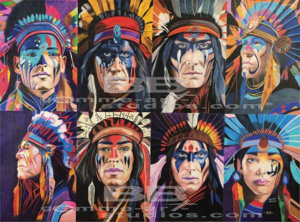 Kwanita - Portraits d'Amérindiens aux crayons de couleur par l'artiste BB.