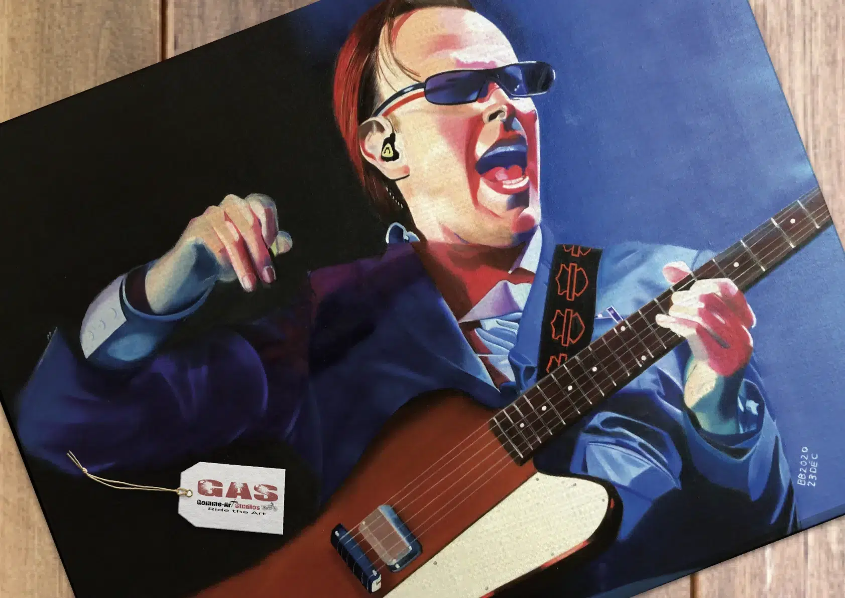 Another Song of Yesterday - Peinture à l'huile de Joe Bonamassa par BB - 92 x 73 cm.