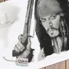 themes-autres-jack-sparrow-21juil2016 Jack Sparrow - Portrait à la mine graphite par BB.