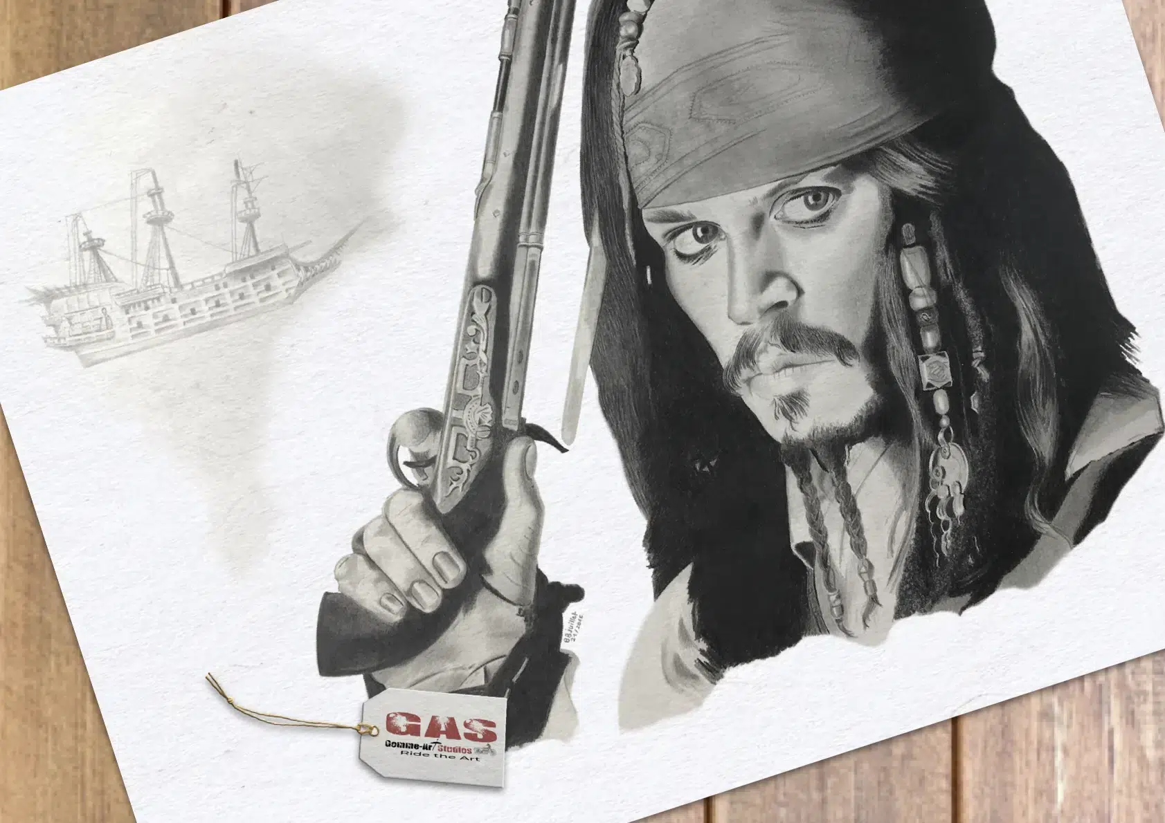 themes-autres-jack-sparrow-21juil2016 Jack Sparrow - Portrait à la mine graphite par BB.