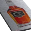 Tableau au format rectangulaire représentant une bouteille de Jack Daniel's. Reproduction sur AluDibond. Sans cadre. Réalisation du tableau original par l'artiste BB de Gomme-art Studios.