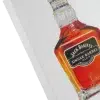 Tableau au format rectangulaire représentant une bouteille de Jack Daniel's. Reproduction sur toile avec châssis. Sans cadre. Réalisation du tableau original par l'artiste BB de Gomme-art Studios.