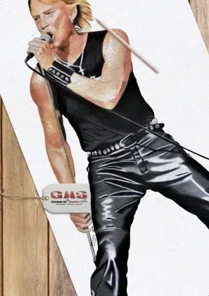 La musique que j'aime - Portrait aux crayons de couleur de Johnny Hallyday sur scène par l'artiste BB - Papier Arches - Format 30 x 42 cm.